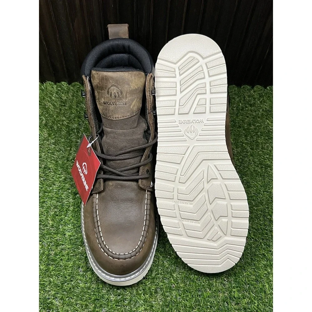 Size 10.5 EW - Wolverine TRADE WEDGE 6 IN SOFT TOE WP DARK BROWN  W230041